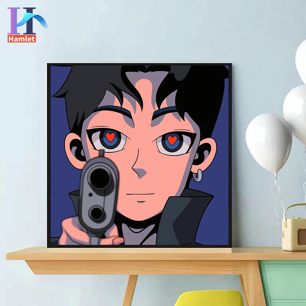 Bộ tranh sơn dầu Hamlet tô màu theo số hình hoạt hình leerrh làm quà tặng thủ công cỡ 20 * 20/30 * 30cm