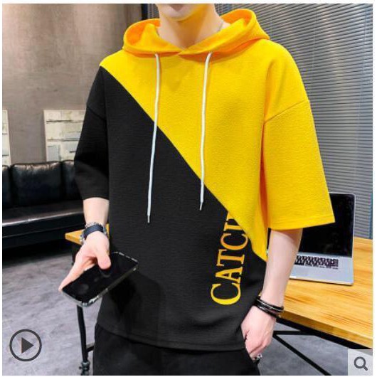 Áo thun tay lỡ có nón nam nữ unisex phối màu TLPM01 | BigBuy360 - bigbuy360.vn