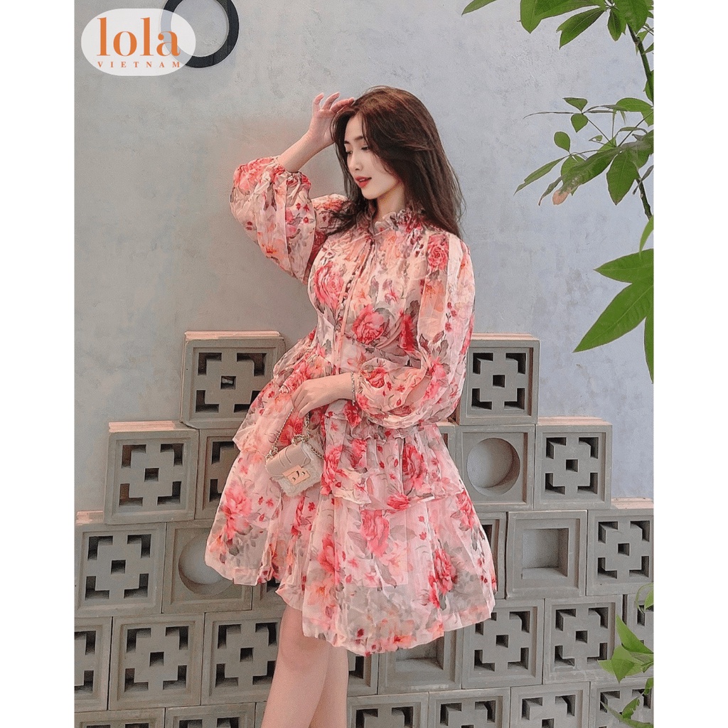 Đầm Nữ Dự Tiệc LOLA VIETNAM Thiết Kế Nhiều Nút 3 Tầng Tay Phồng Váy Tiểu Thư Phong Cách Công Chúa DA08