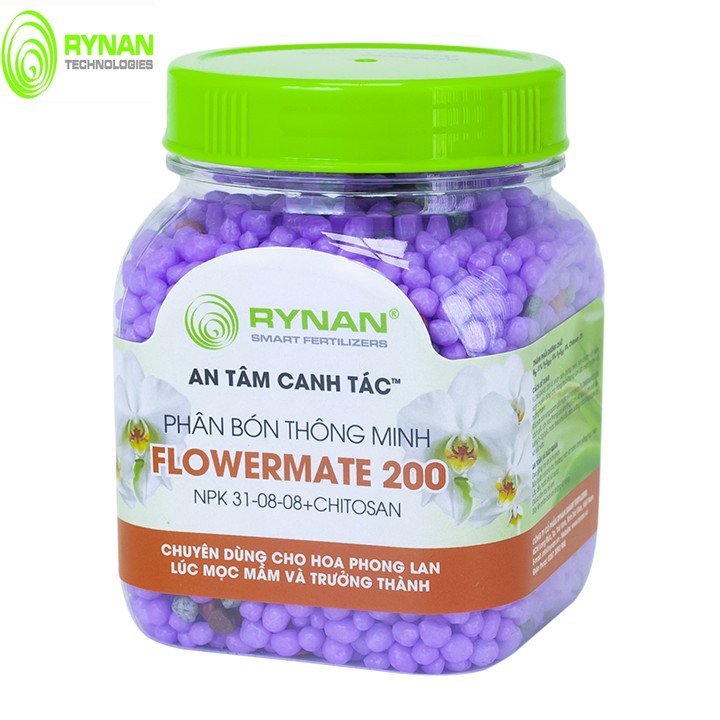 RYNAN FLOWERMATE 200 hũ 150gr - NPK 31-08-08 + CHITOSAN dùng vào giai đoạn cây con mọc mầm và trưởng thành
