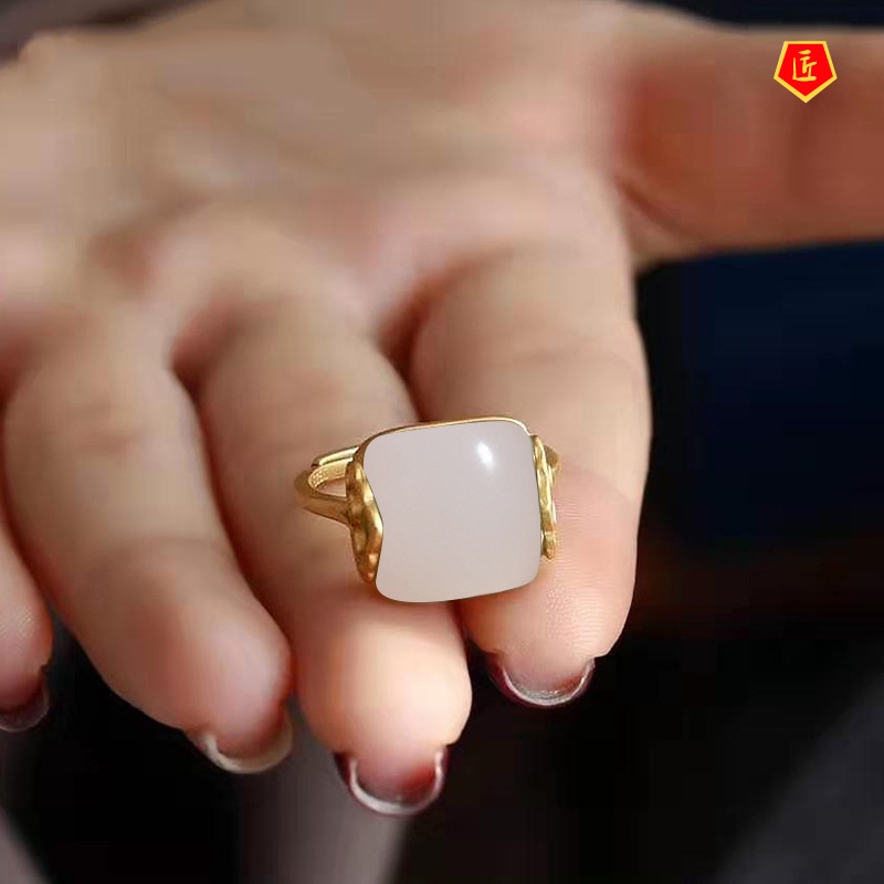 Nhẫn Ngọc Bích Kiểu Dáng Retro Phong Cách Trung Hoa Cho Nữ