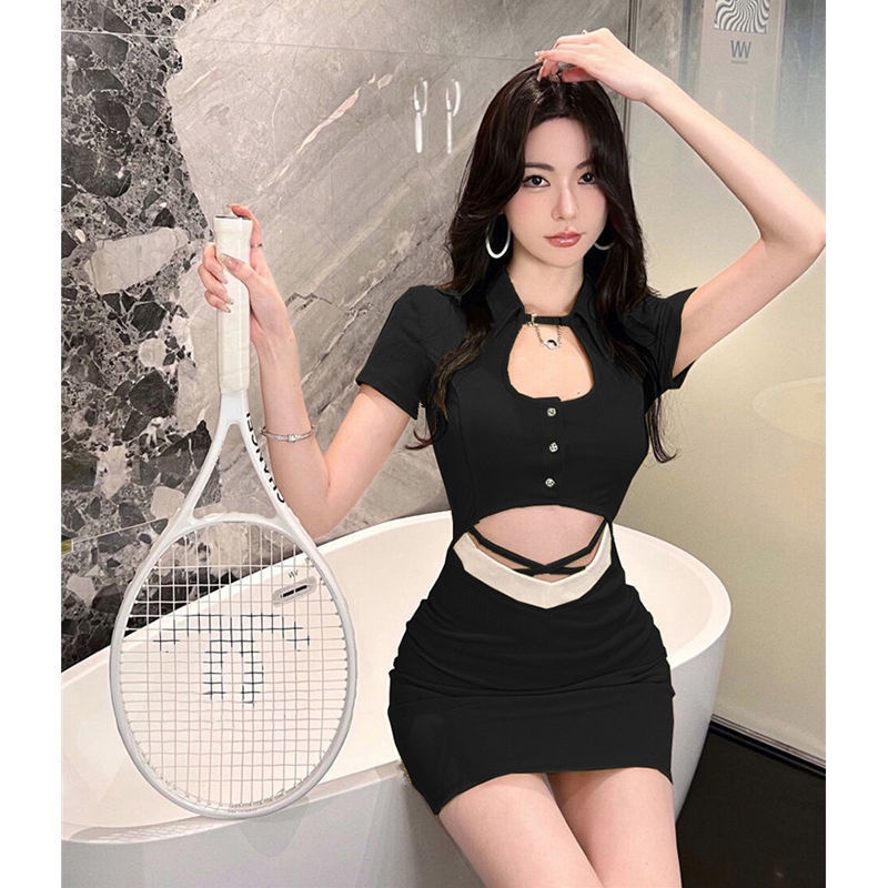 Đầm Cổ Polo Dáng Ôm Thiết Kế Khoét Lỗ Thời Trang Mùa Hè Quyến Rũ Cho Nữ