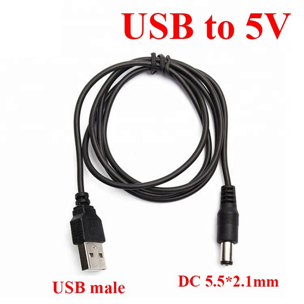 Dây Nguồn Cổng USB Ra Đầu DC 5.5x2.1 mm Dùng Sạc Cho Nôi Điện, Loa Bluetooth, Thiết Bị Dùng Nguồn 5V-9V (Loại Tốt)