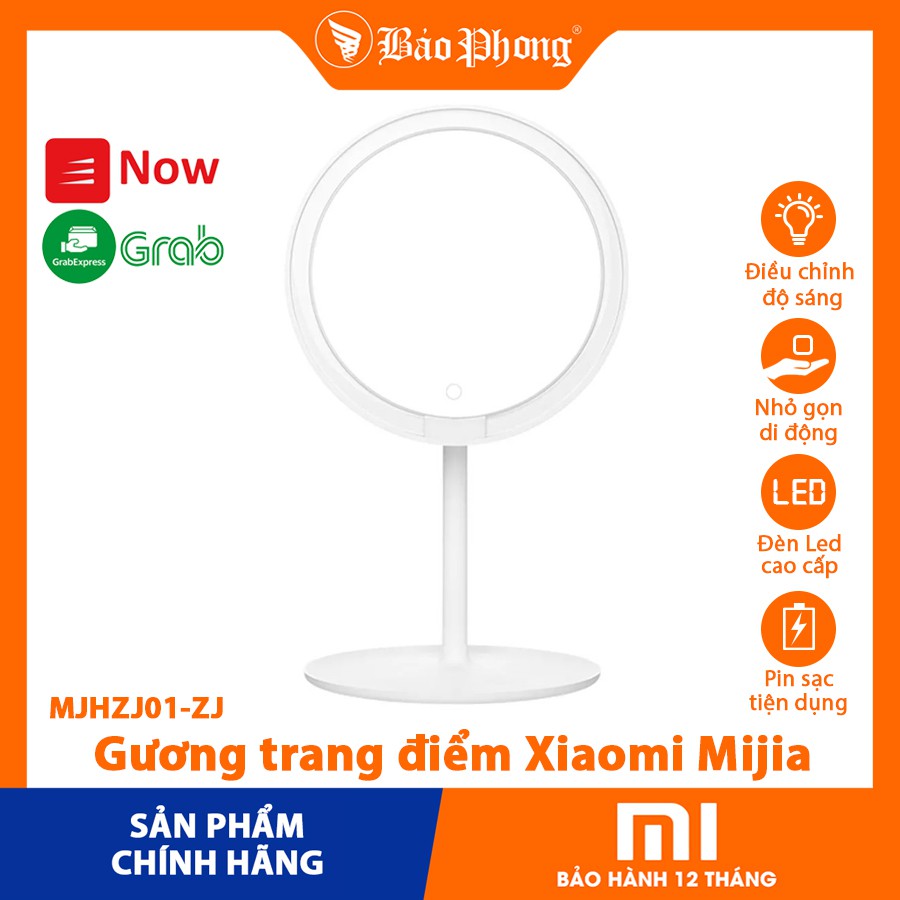 Gương trang điểm Xiaomi Mijia có đèn LED MJHZJ01-ZJ điều chỉnh ánh sáng để bàn cầm tay thông minh nặn mụn cute mini gập