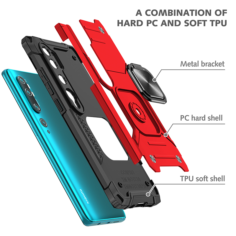 Xiao Mi Redmi Kemeng Armor Mobile Phone Case Fall Prevention for Xiao Mi Note 10 Pro Note10 Lite CC9 Pro 10Ultra Redmi 9A 9C Car Ring Bracket Phone Back Cover