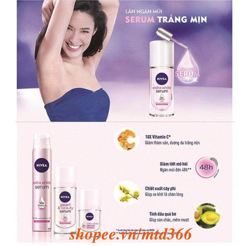 Xịt Khử Mùi Cho Nữ 100ml Nivea Extra White Serum