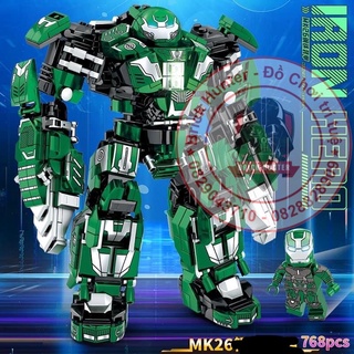 Bộ xếp hình LY 76030 Marvel Super Heroes Ironman Hulkbuster Mk 26 mô hình lắp ráp người máy xanh lá của người sắt