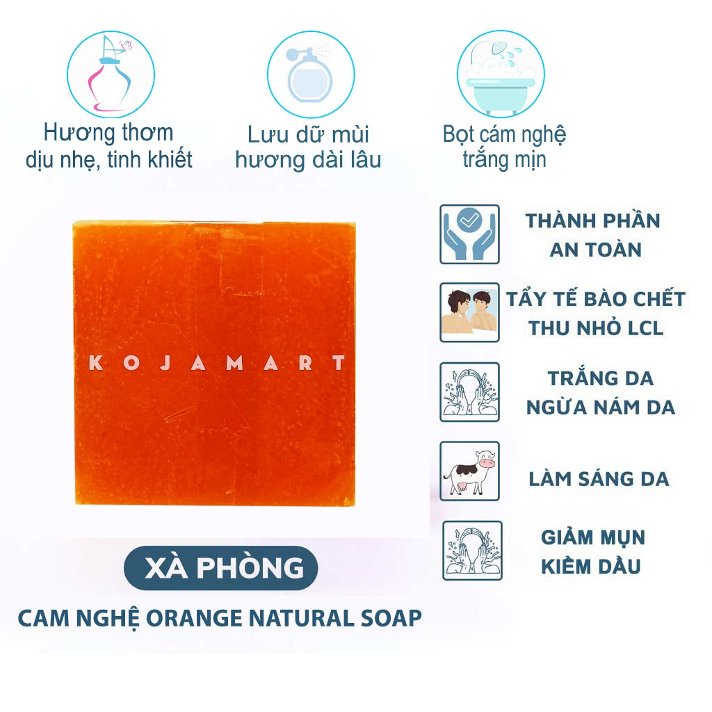 Combo 12 Bánh Xà Phòng Cam Nghệ Orange Natural Soap Thái Lan