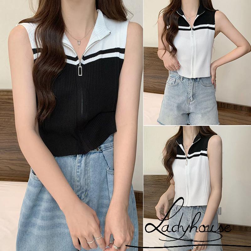 Áo Tank Top Hai Dây Màu Trắng / Đen Thời Trang Mùa Hè Cho Nữ