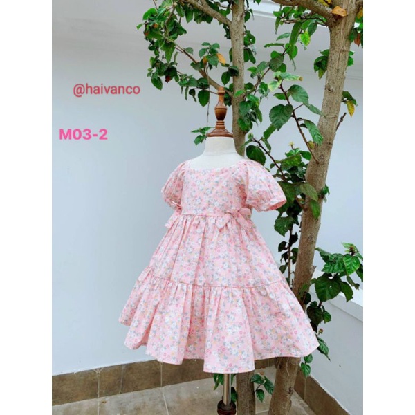 Đầm váy bé gái SIZE ĐẠI hoa nhí tay cánh tiên haivanco vải Kate nhập 15 đến 40 kg  mềm mại thoáng mát đi học đi chơi đẹp