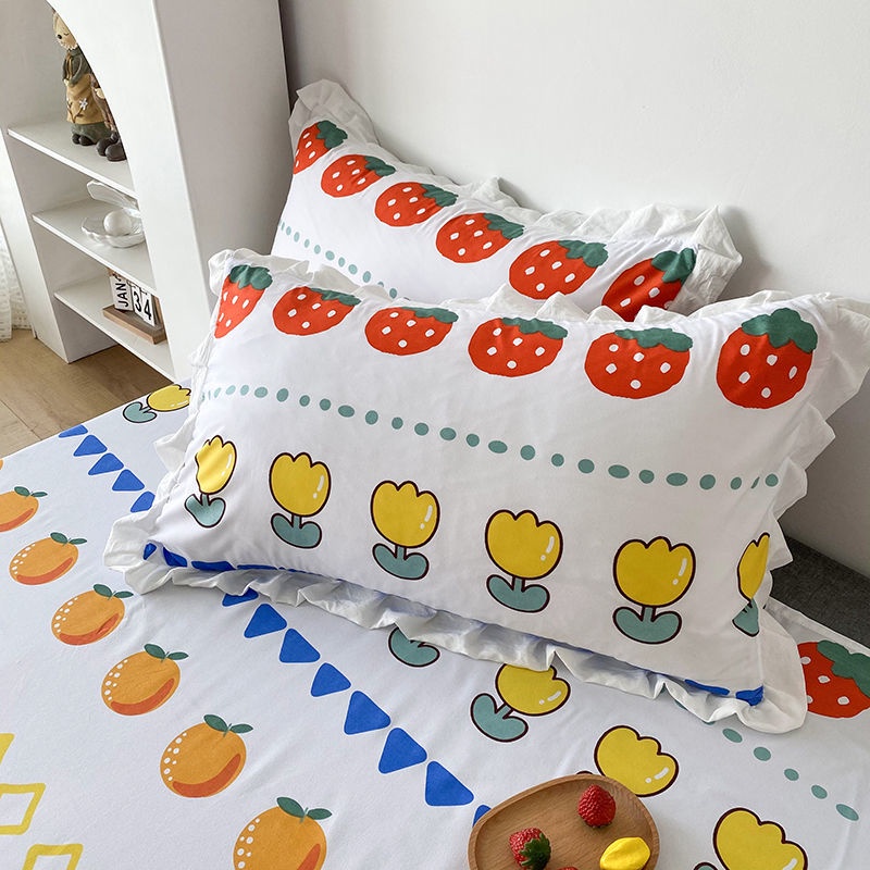 Vỏ Gối Đơn / Đôi Bằng Vải Cotton Nguyên Chất Cao Cấp 48 * 74cm In Họa Tiết