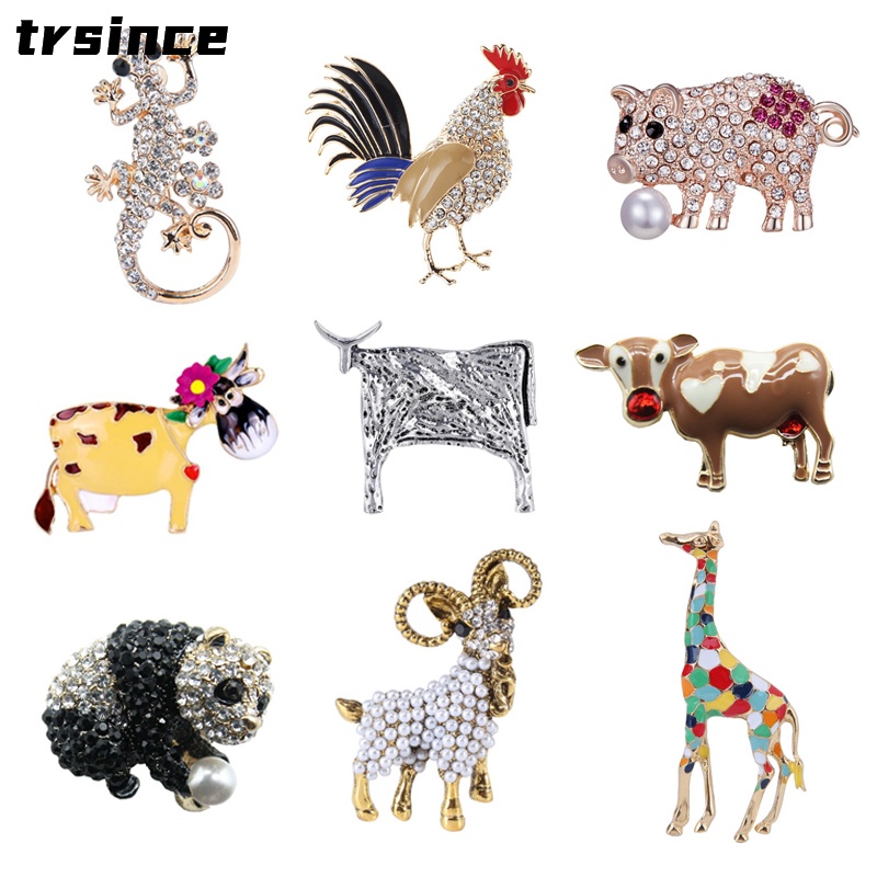 Ghim Cài Áo Hình Động Vật Đính Đá Và Ngọc Trai Nhân Tạo Thời Trang