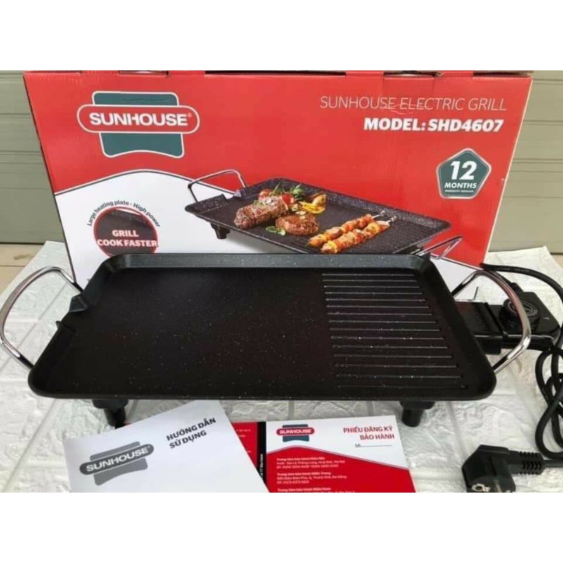 Bếp điện SUNHOUSE SHD4607 bếp nướng du lịch mặt nhôm chống dính