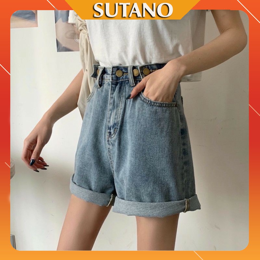 Quần short jean nữ ống rộng có cúc eo, quần sooc đùi chất bò mềm mịn Q436 SUTANO