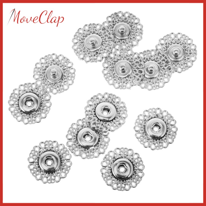 Set 6 Nút Bấm Kim Loại 21mm Họa Tiết Khoét Rỗng Cho Quần Áo / Túi Xách