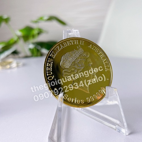 Đồng Xu Úc Hình Con Rồng Mạ Vàng 2012, đồ lưu niệm, trưng bày, quà tặng may mắn