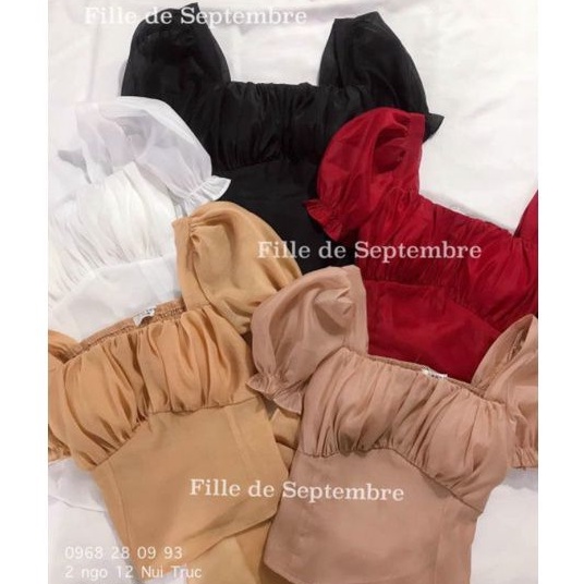 Áo kiểu tay ngắn Có mod cột nơ lưng(Chất voan cát)