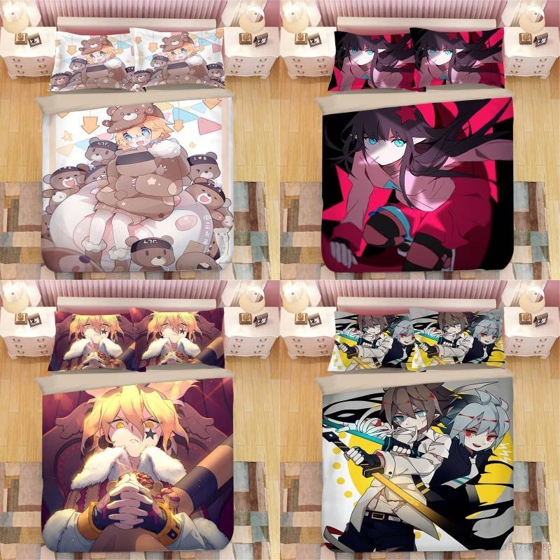 Bộ Chăn Ga Và Vỏ Gối 3 Trong 1 In Hình Anime Xinh Xắn