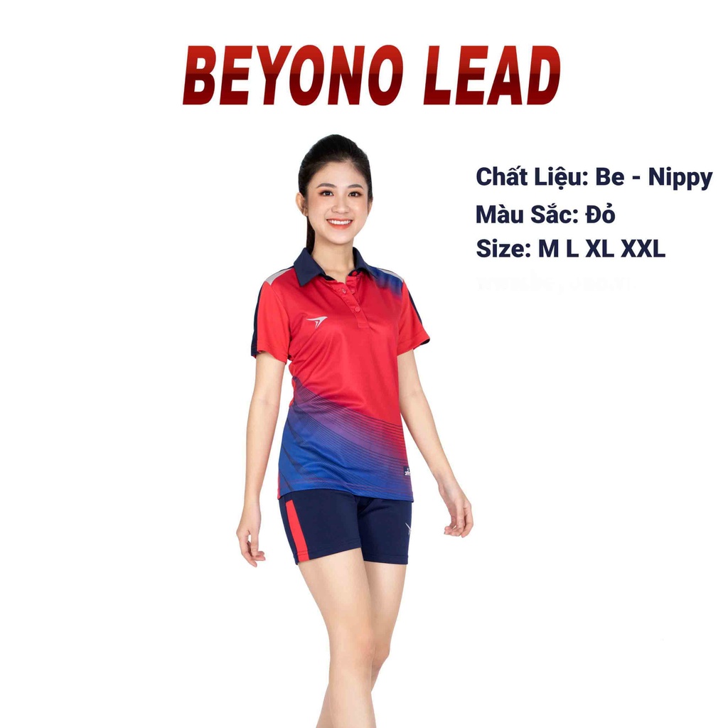 Bộ Bóng Chuyền cổ bẻ BEYONO LEAD Nam Nữ, thấm hút mồ hôi, thoáng mát - Đỏ