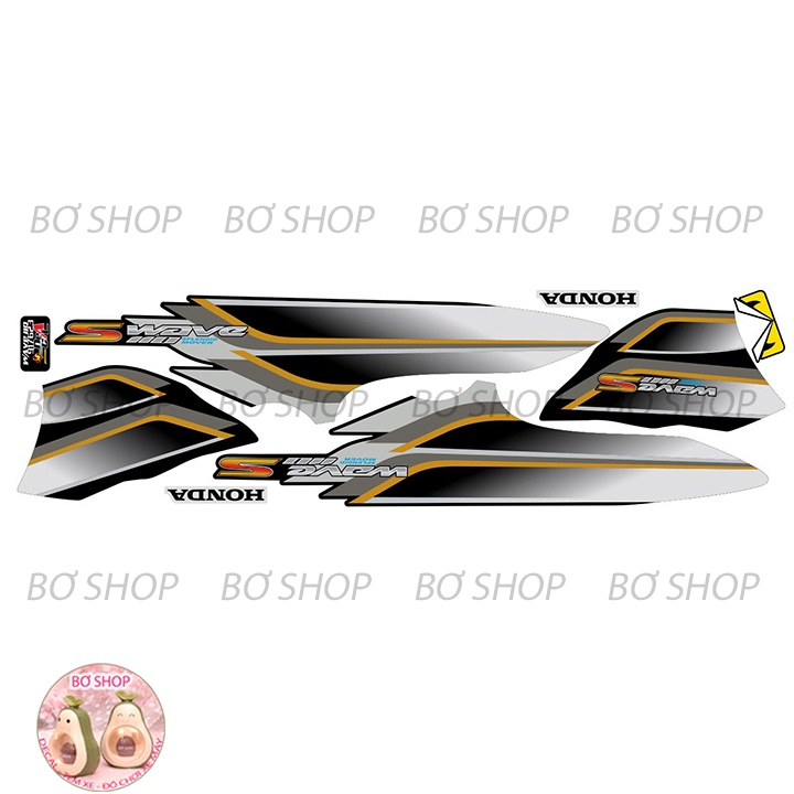 Tem rời WAVE ALPHA 110 Mẫu Chữ S  - BƠ SHOP  - Tem chế 3 lớp cao cấp