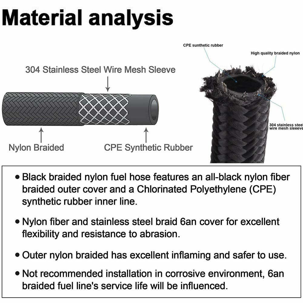 Ống Dẫn Dầu Làm Mát AN4 AN6 AN8 AN10 Bằng Nylon Bện Màu Đen
