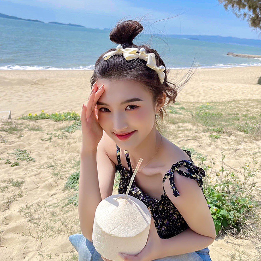 Cài tóc hình nơ nhiều màu tự chọn đính ngọc trai phong cách Hàn Quốc thời trang cho nữ