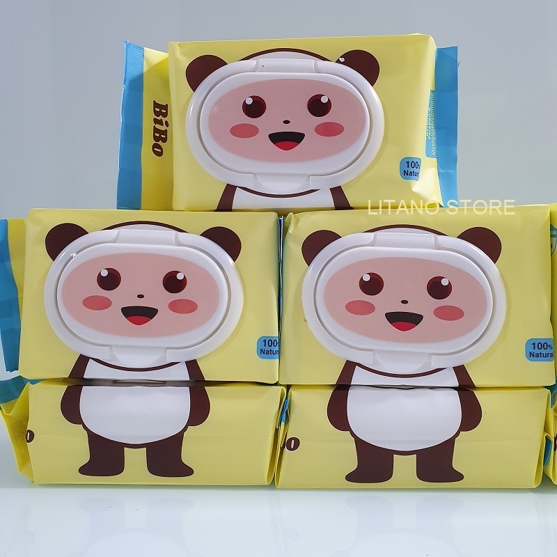 Combo 10 Bịch Khăn Giấy Ướt BIBO Cho Bé Không Mùi, Không Gây Kích Ứng Da 100 Tờ/Gói