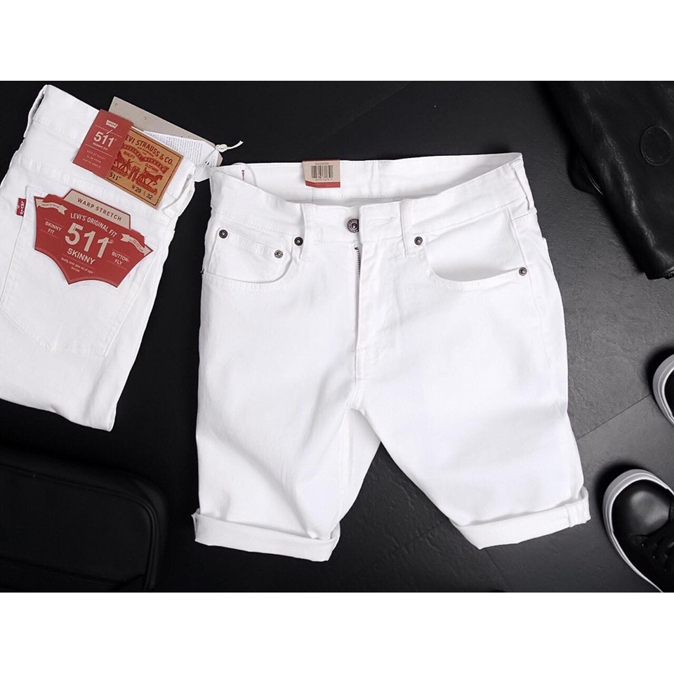 Quần short jeans nam màu TRẮNG/ ĐEN levis co giãn