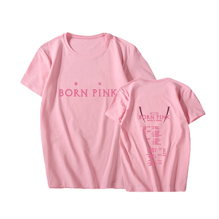 Áo Thun Tay Ngắn Dáng Rộng In Chữ Blackpink Born Pink World Tour Unsex Thời Trang ST1