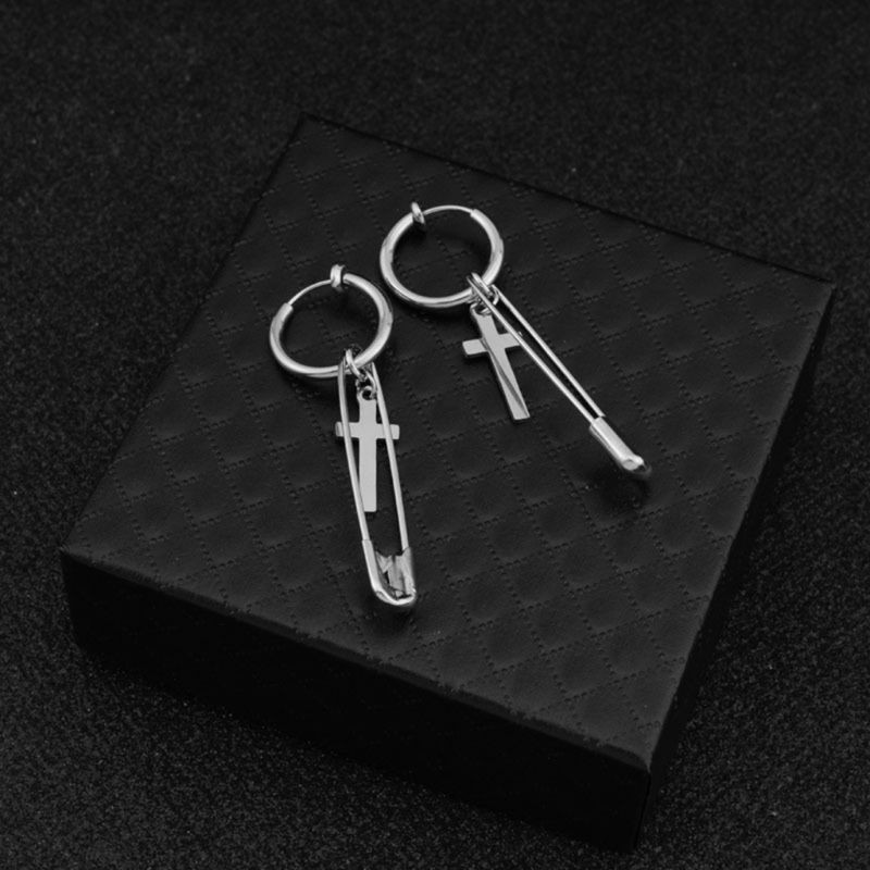 Khuyên tai hình chữ thập phong cách Hàn Quốc dành cho cả nam và nữ