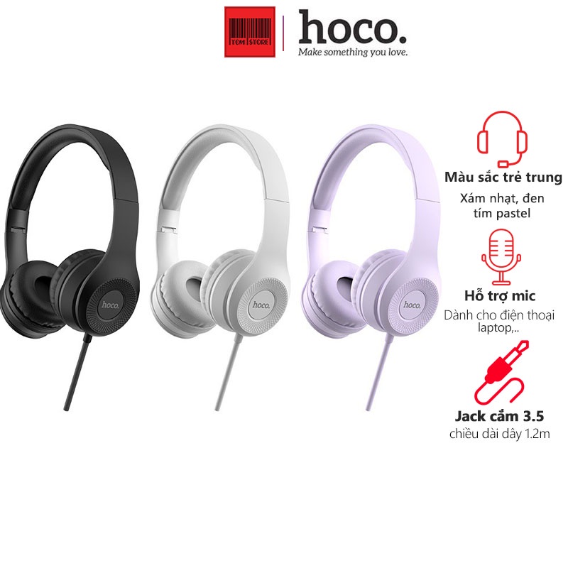 Tai nghe chụp tai thời trang Hoco W21 hỗ trợ mic đàm thoại trên điện thoại, laptop, tai nghe headphone Hoco W21 gập gọn