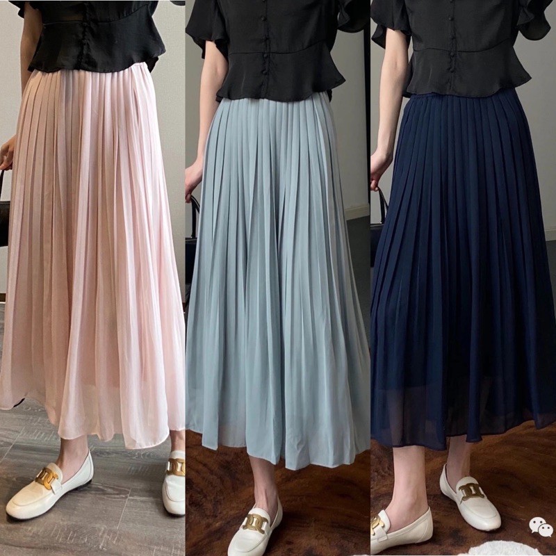 Chân váy xếp ly voan chiffon 2 lớp xuất Nhật