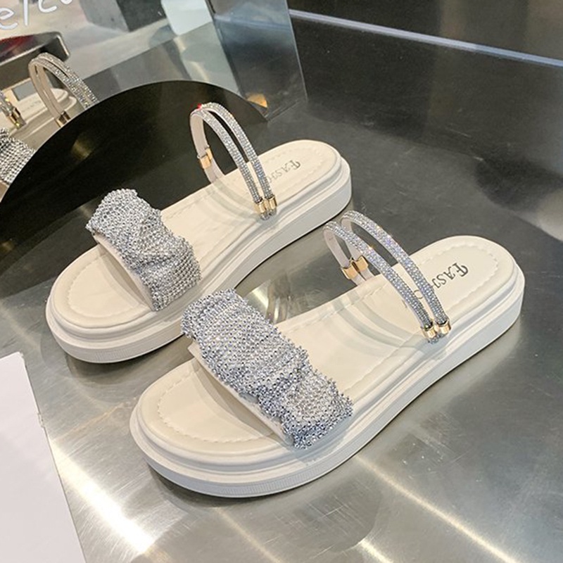IELGY Sandal Đế Dày Hai Cách Mang Đính Đá Thời Trang Nữ