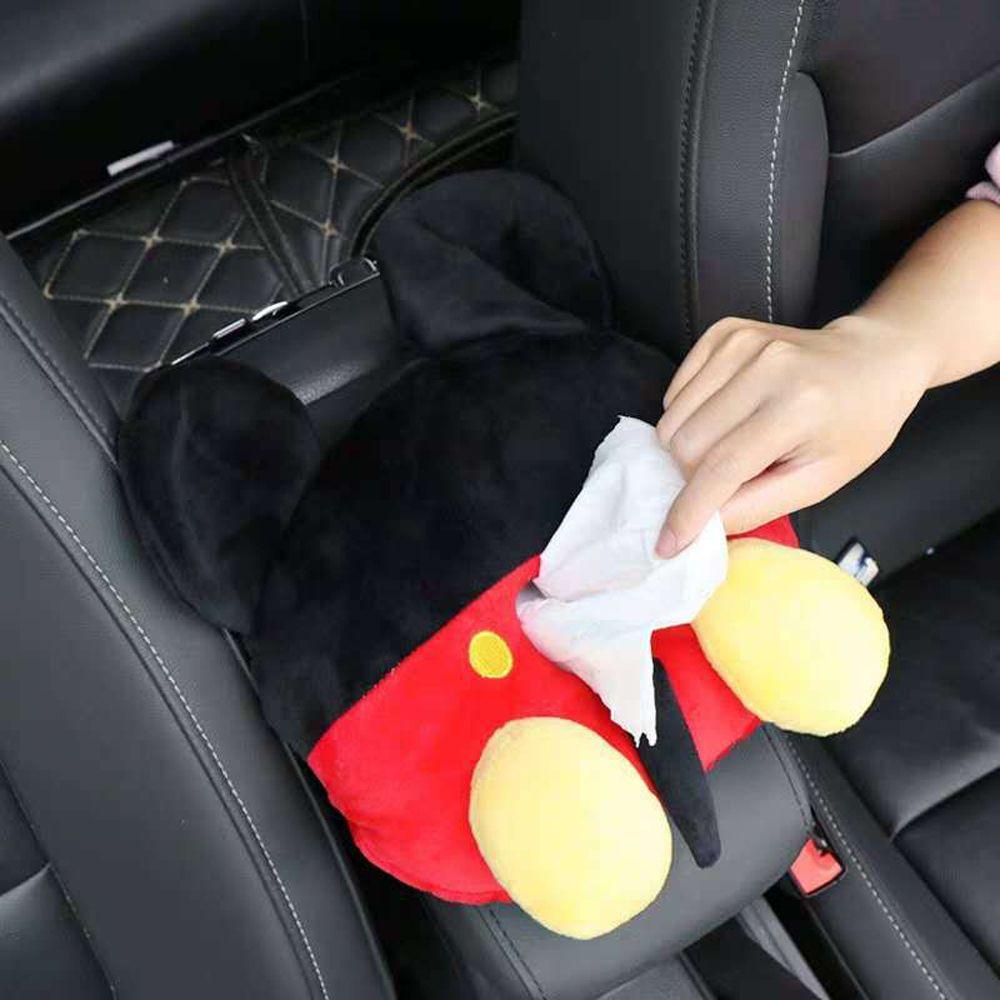 Hộp Đựng Khăn Giấy Hình Chuột Mickey Mềm Mại Gắn Tấm Chắn Nắng Xe Hơi