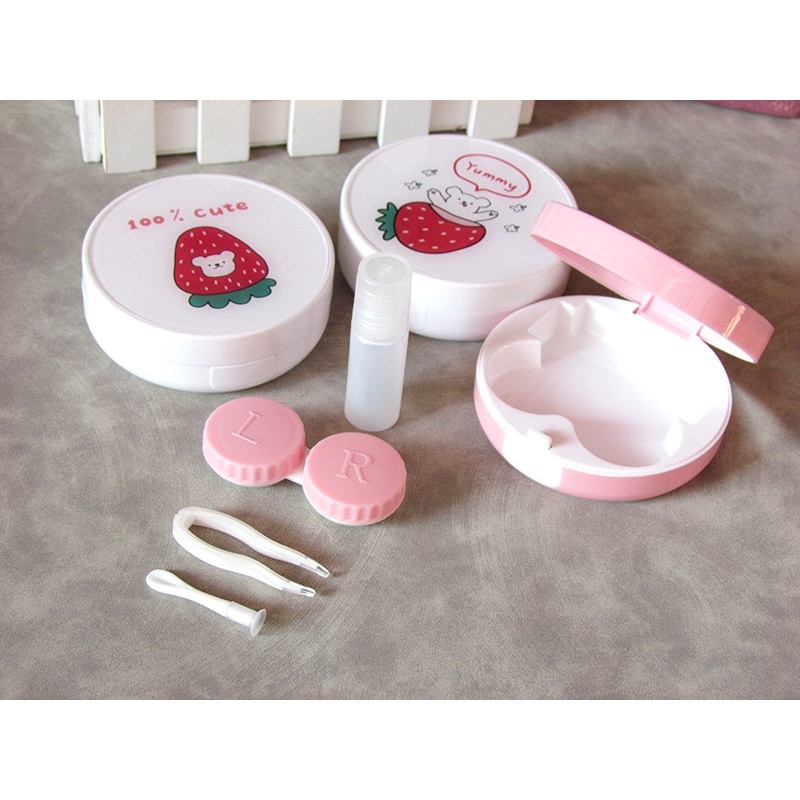 Khay tròn đựng lens dâu kute + các kiểu