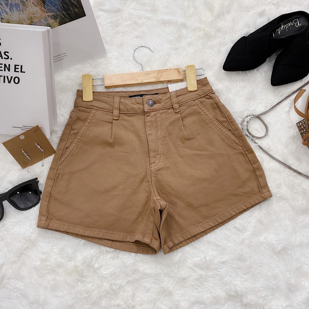 Quần short jean trơn, lưng cao | BigBuy360 - bigbuy360.vn