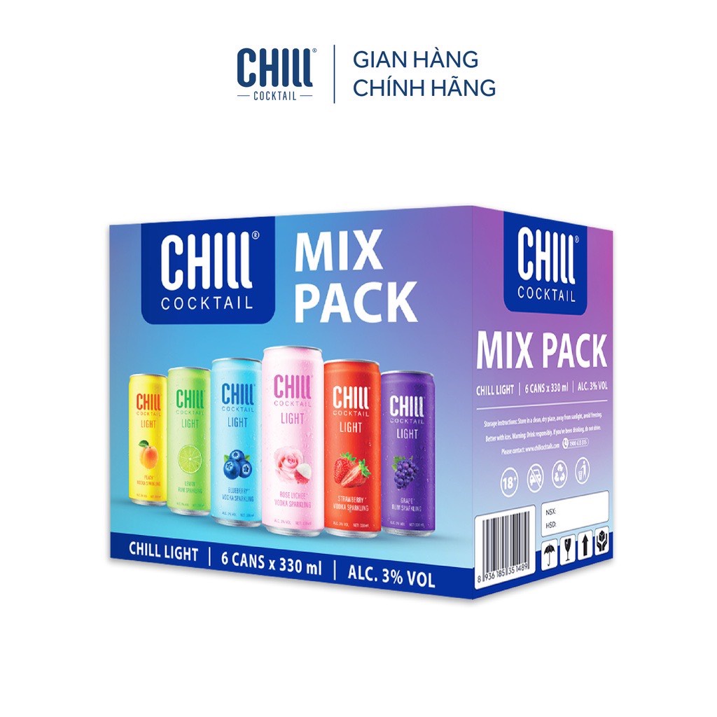 [NEW] Thùng 6 Lon Cocktail Chill LIGHT Mix 6 Mùi