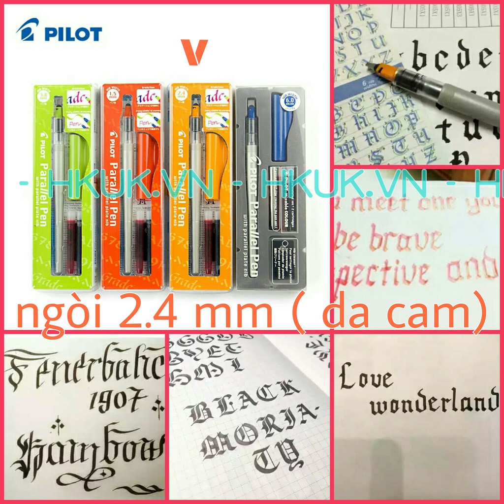 Bút calligraphy Pilot Parallel Pen có các ngòi 1.5, 2.4, 3.8 và 6.0