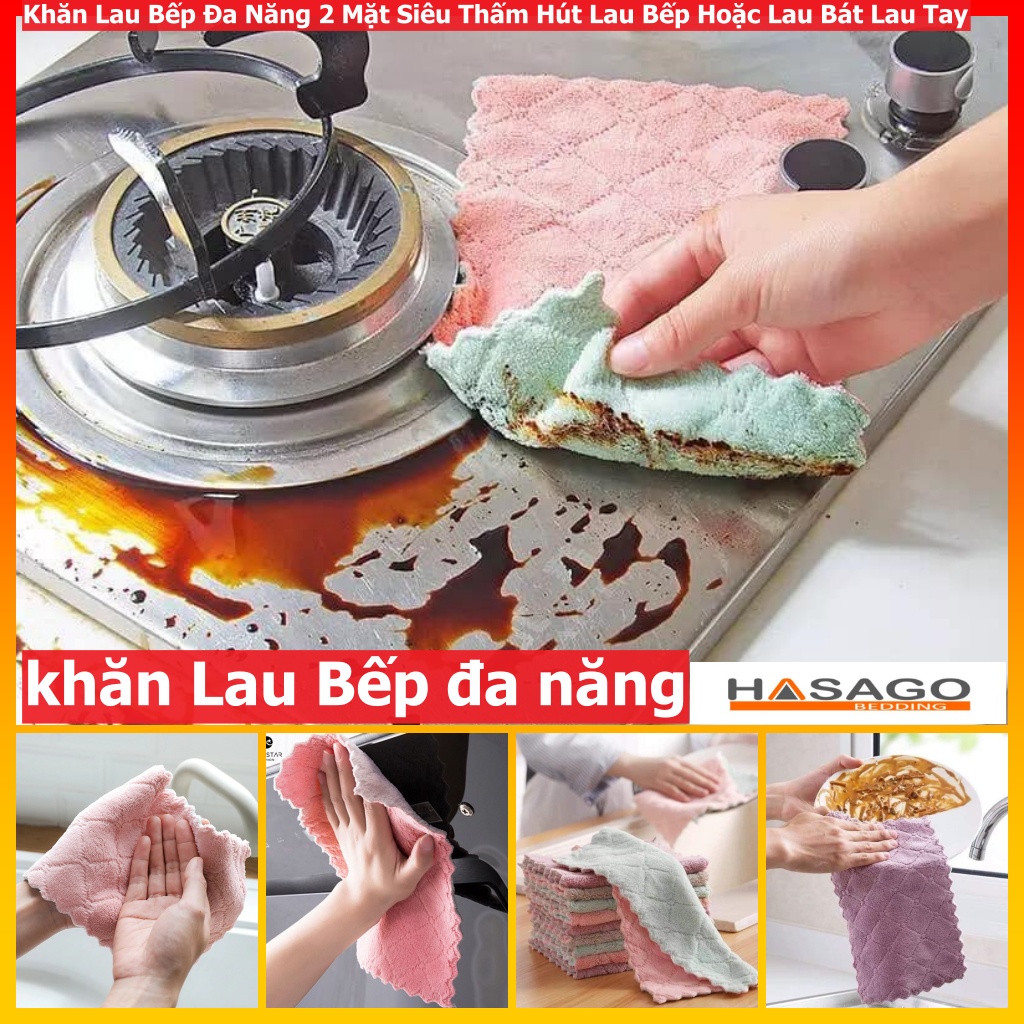 Khăn Lau Bếp Đa Năng 2 Mặt Siêu Thấm Hút Lau Bếp Hoặc Lau Bát Lau Tay