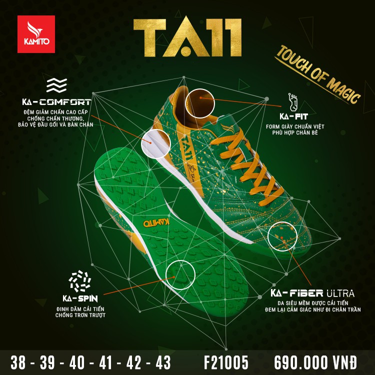 GIÀY ĐÁ BÓNG KAMITO TA11 GIÀY ĐÁ BÓNG SÂN CỎ NHÂN TẠO