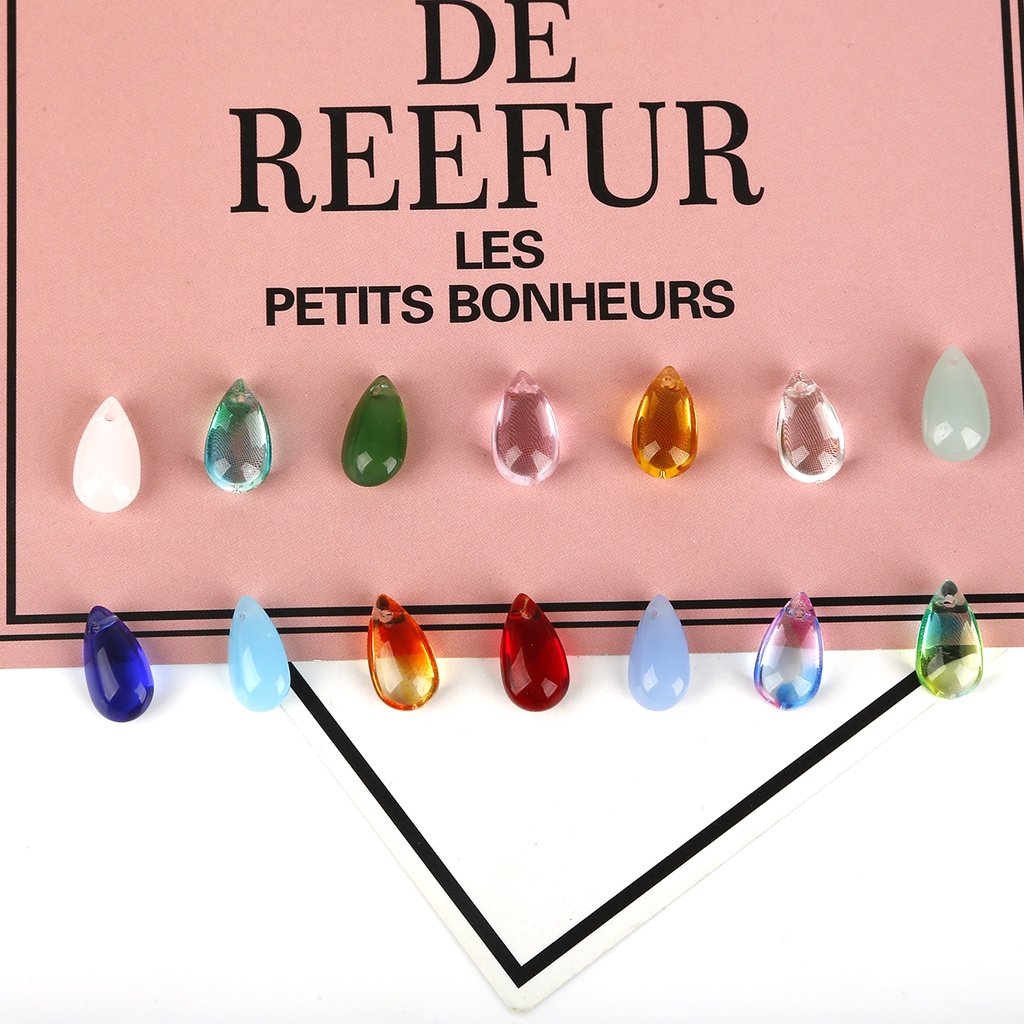 Mặt Dây Chuyền Hình Giọt Nước Bằng Thủy Tinh Màu Gradient 14X8mm diy