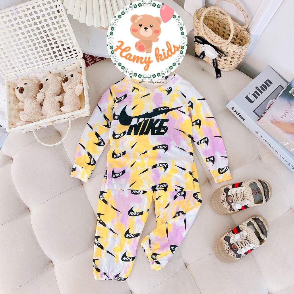 Bộ Dài Tay Minky Mom Chính Hãng Bé Trai Bé Gái Chất Vải Thun Lạnh Logo Nhãn Hiệu Phổ Biến Cho Bé 0-5 Tuổi -Hamykids