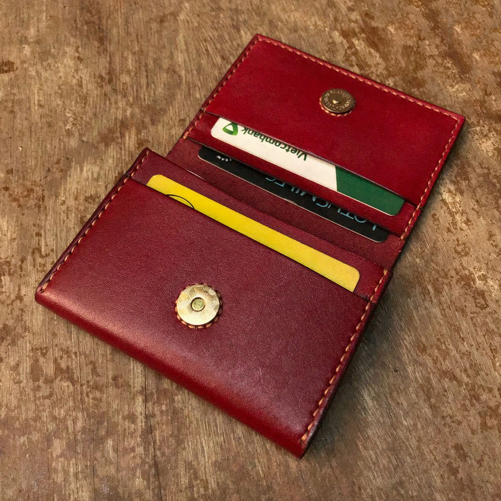 Ví nữ Mini màu Đỏ đô - Ví da handmade thủ công - Da thật nhập khẩu