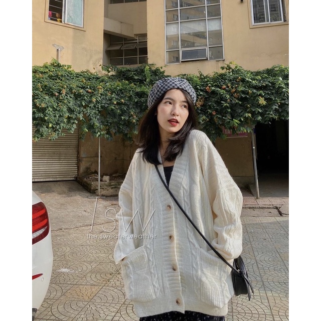 (Ảnh thật) Áo khoác cardigan len thừng form RỘNG OVERSIZE, ÁO LEN CHẤT ĐẸP TAG NONO the.sweaterweather TSW