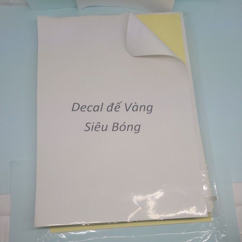 Giấy Decal đế vàng siêu bóng ( 100 tờ / tập ) hàng mới