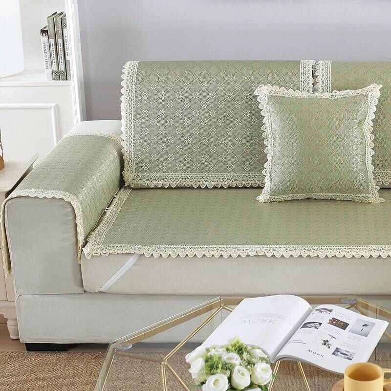 Thảm Lót Ghế Sofa Vải Lụa Lạnh Thoáng Mát Chống Trượt