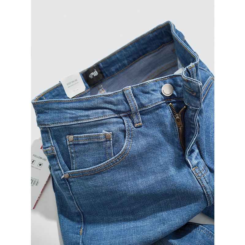 Quần jeans nam xanh trơn 4MEN QJ021 vải cao cấp co giãn, form slimfit tôn dáng | BigBuy360 - bigbuy360.vn