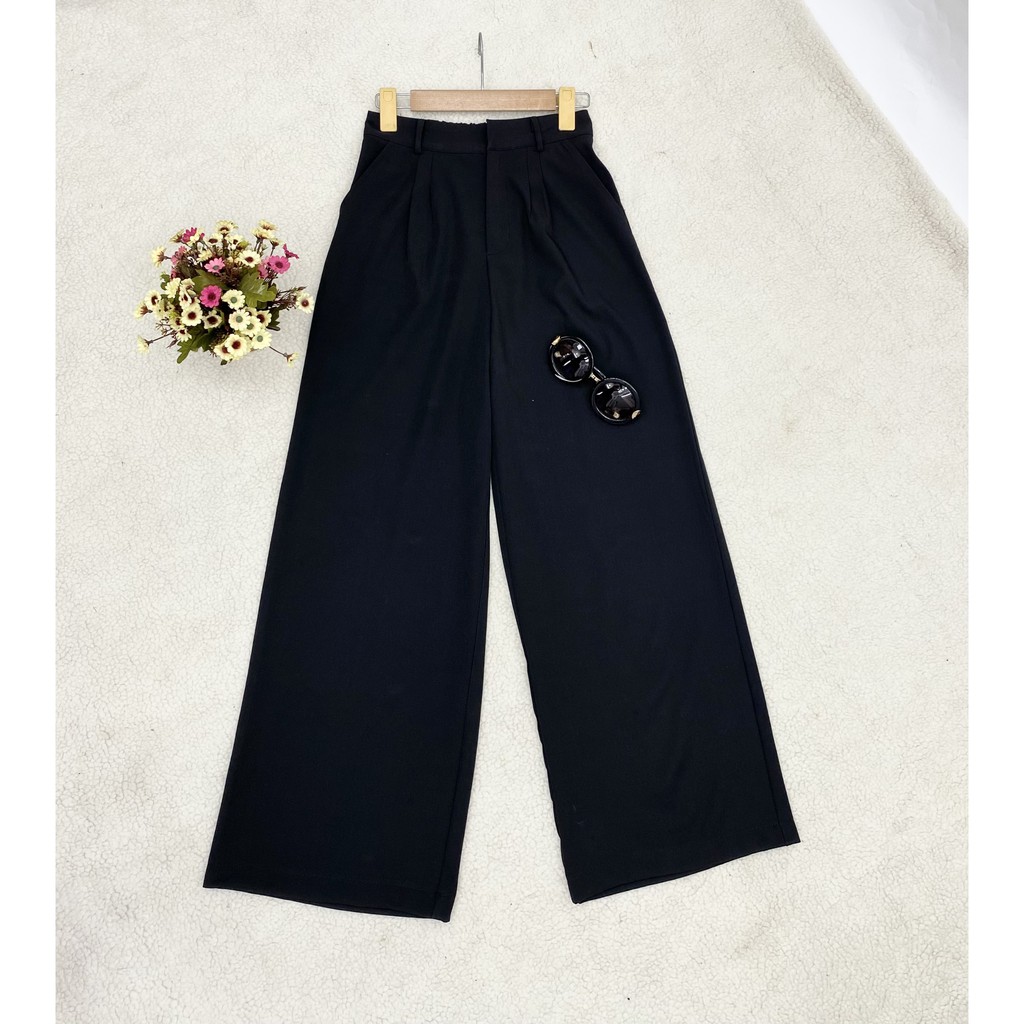 Quần ống rộng nữ dáng dài, quần suông cạp cao 3 màu, hàng thiết kế Hachidesigns | BigBuy360 - bigbuy360.vn