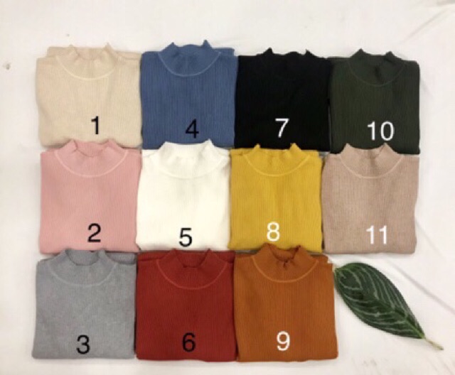 Áo len gân cổ 3 phân nhiều màu siêu đẹp
