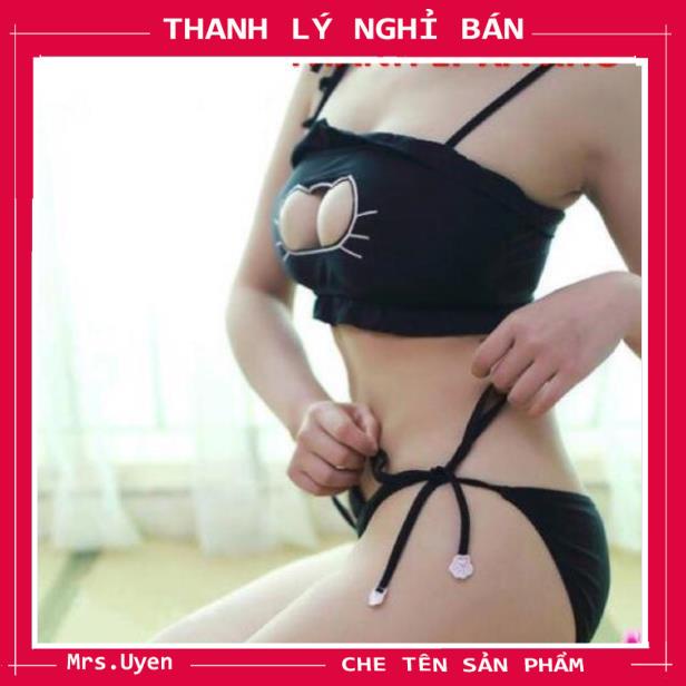 Bộ đồ ngủ cosplay full phụ kiện set miêu nữ sexy, bikini mèo đen gợi cảm, nóng bỏng, lolita chip | BigBuy360 - bigbuy360.vn